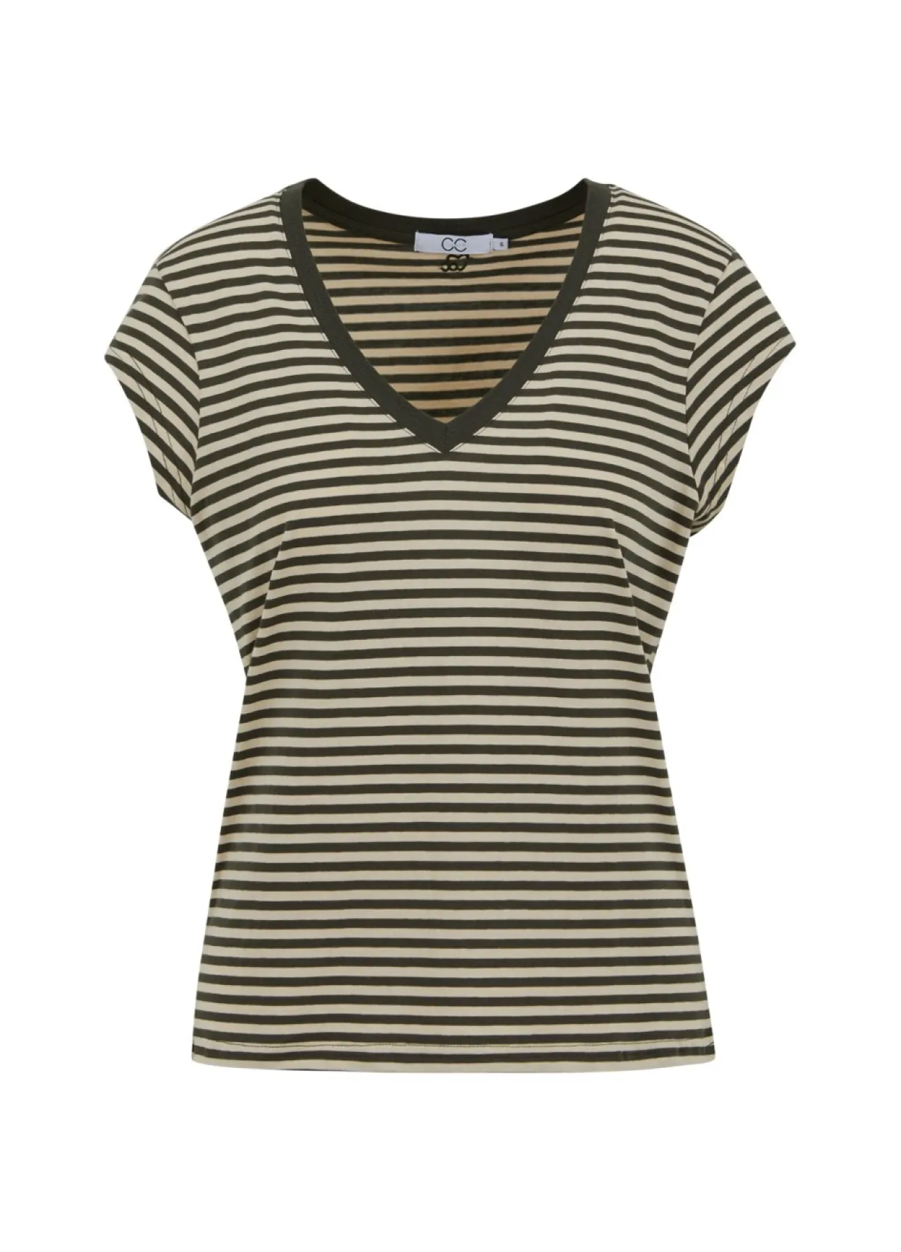 Kvinde Coster Copenhagen T-Shirts^Cc Heart Basis Stribet V-Hals T-Shirt