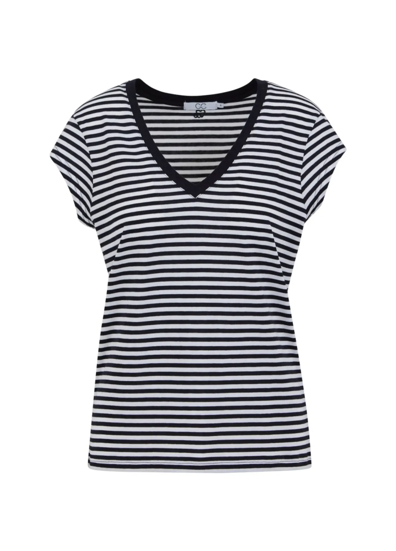 Kvinde Coster Copenhagen T-Shirts^Cc Heart Basis Stribet V-Hals T-Shirt