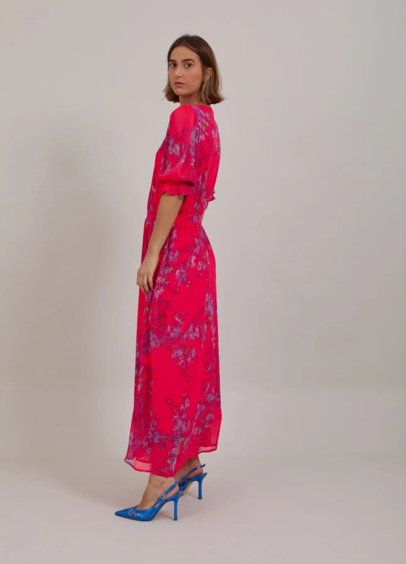 Kvinde Coster Copenhagen Kjoler^Lang Kjole M. Feather Bloom Print
