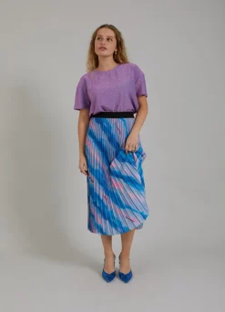 Kvinde Coster Copenhagen Nederdele^Plisseret Nederdel M. Faded Stripe Print