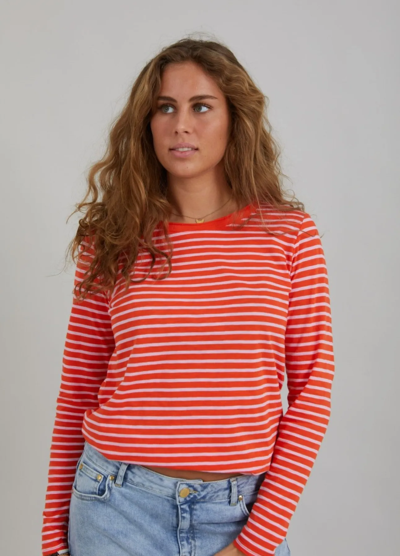 Kvinde Coster Copenhagen Skjorter Og Bluser^Stribet T-Shirt M. Lange Aermer
