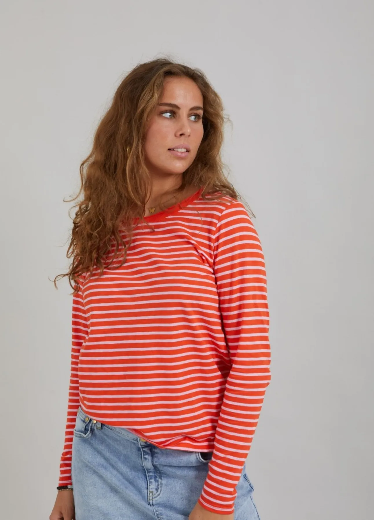 Kvinde Coster Copenhagen Skjorter Og Bluser^Stribet T-Shirt M. Lange Aermer