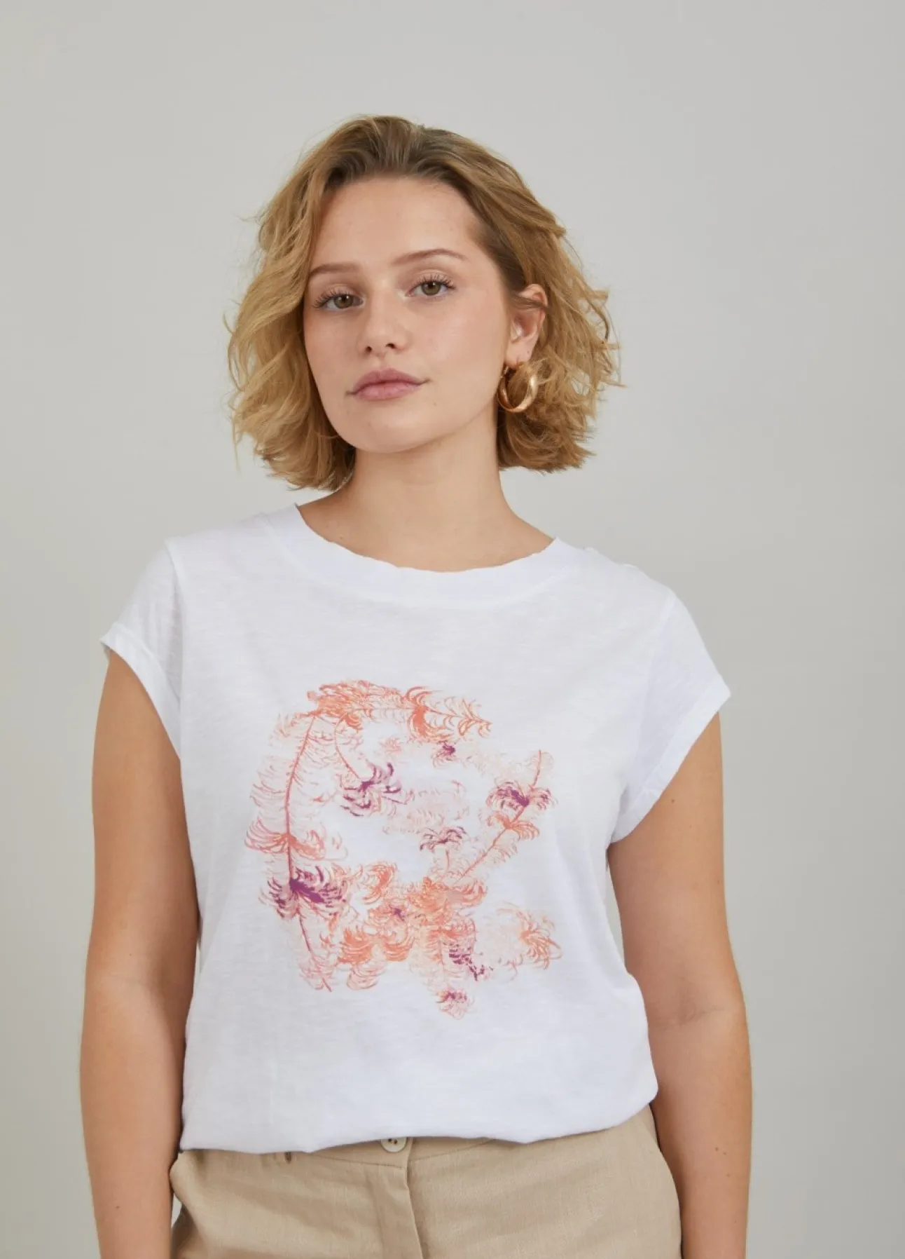 Kvinde Coster Copenhagen T-Shirts^T-Shirt M. Fjer Print