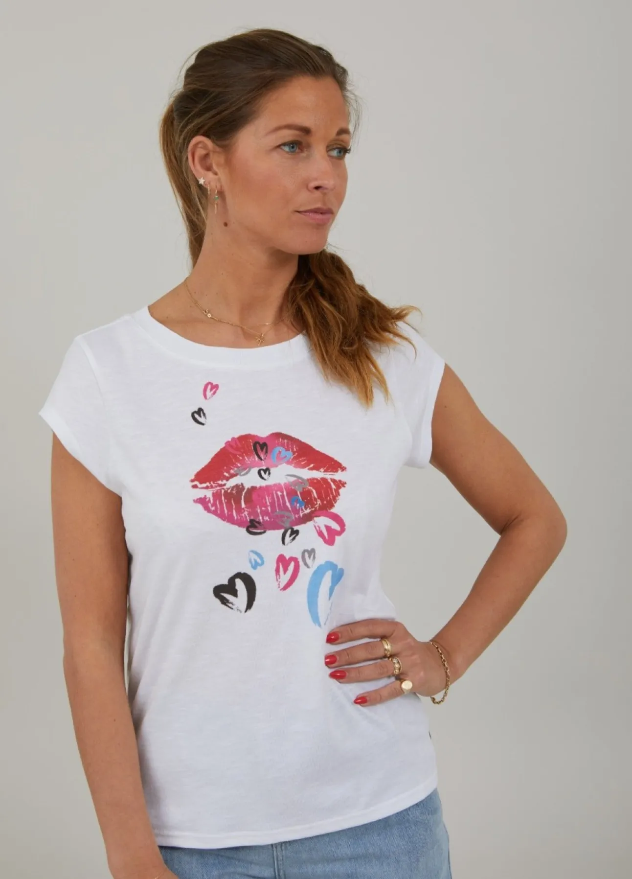 Kvinde Coster Copenhagen T-Shirts^T-Shirt M. Heart Lips Print